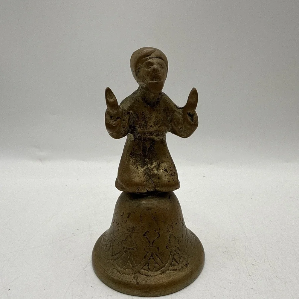 Vintage Antique Brass Bell Monk Priest Worship Prayer RARE